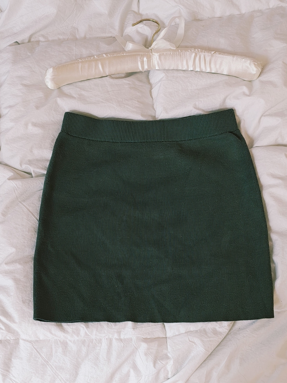 Altar'd State Forest Green Ribbed Mini Skirt